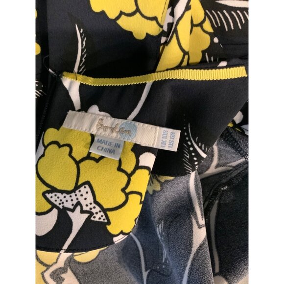 Boden Navy Blue, Cream & Yellow Floral 3/4 Sleeve Shift Dress, Size 6R - Picture 5 of 5